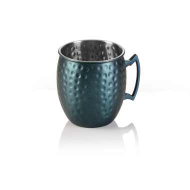 Acier inox 18/8 Gobelet Moscow Mule 0,5 ltr 9 cm H 10 cm bleu mat martelé inox 18/8 HLC professionnel - Was Germany  au meilleur