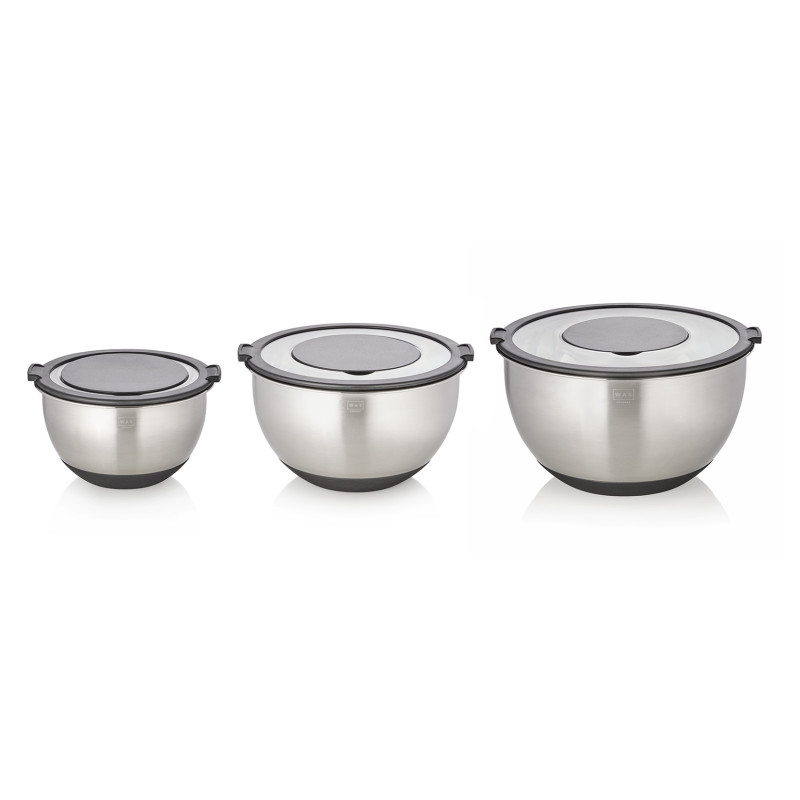 Acier inox chrome-nickel Bols avec accessoires 11/13/15 cm fond antidérapant inox silicone professionnel - Was Germany  au meill