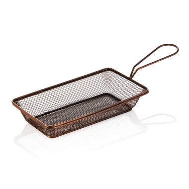 Acier inox chrome-nickel Panier de service et friture rectangulaire 22 x 12,5 cm H 4 cm cuivre professionnel - Was Germany  au m