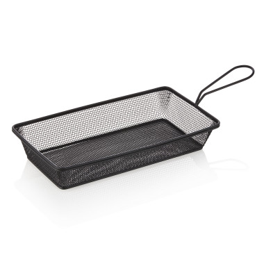 Acier inox chrome-nickel Panier de service et friture rectangulaire 28 x 16 cm H 5 cm noir professionnel - Was Germany  au meill