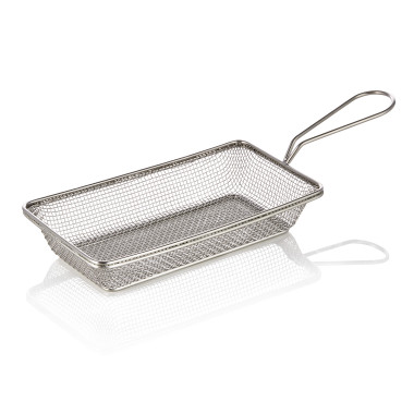 Acier inox chrome-nickel Panier de service et friture rectangulaire 22 x 12,5 cm H 4 cm argent professionnel - Was Germany  au m