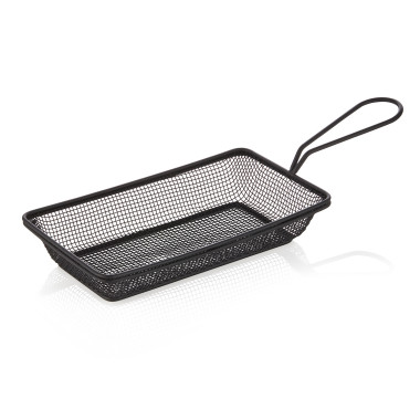 Acier inox chrome-nickel Panier de service et friture rectangulaire 22 x 12,5 cm H 4 cm noir professionnel - Was Germany  au mei