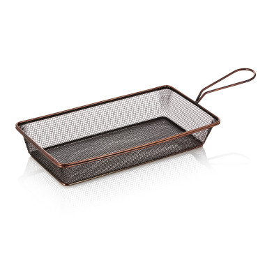 Acier inox chrome-nickel Panier de service et friture rectangulaire 28 x 16 cm H 5 cm cuivre professionnel - Was Germany  au mei