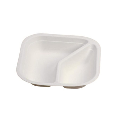 Assiette jetable 17x17 cm à deux compartiments en cellulose - 50 pièces - Ecobioshopping  au meilleur prix sur Restock CHR
