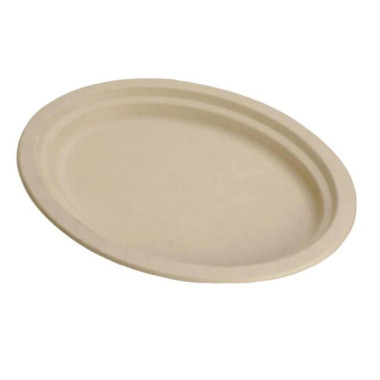 Assiette jetable ovale Nature 26x19 cm en cellulose - 500 pièces - Ecobioshopping  au meilleur prix sur Restock CHR