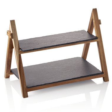 Présentoir 2 niveaux H 30 cm ardoise bois SLATE LINE professionnel - Was Germany  au meilleur prix sur Restock CHR