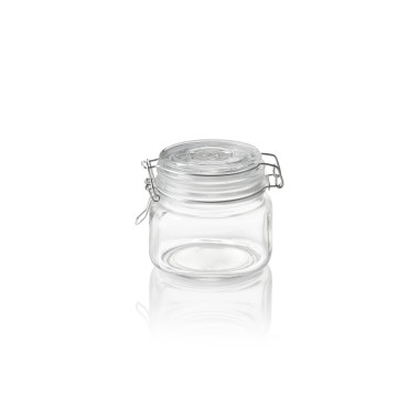 Verre, Acier inoxydable, Silicone Bocal à fermeture mécanique 0,5 ltr 9 cm H 10 cm verre inox silicone - Was Germany  au meilleu