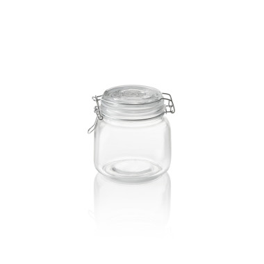 Verre, Acier inoxydable, Silicone Bocal à fermeture mécanique 0,65 ltr 9 cm H 12 cm verre inox silicone - Was Germany  au meille