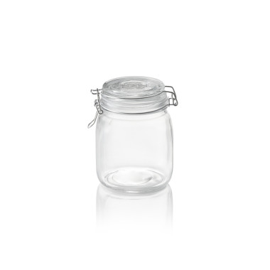 Verre, Acier inoxydable, Silicone Bocal à fermeture mécanique 1 ltr 9 cm H 15 cm verre inox silicone professionnel - Was Germany
