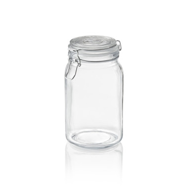 Verre, Acier inoxydable, Silicone Bocal à fermeture mécanique 1,5 ltr 9 cm H 19,5 cm verre inox silicone - Was Germany  au meill