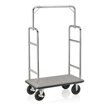 Chariot à bagages 112 x 60 x 185 cm inox poli moquette grise TRANSIT professionnel - Was Germany  au meilleur prix sur Restock C