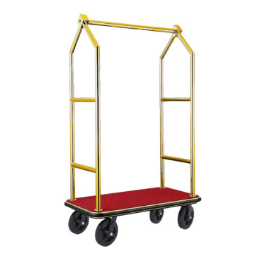 Chariot à bagages 112 x 65 x 190 cm titane doré moquette rouge inox 18/8 VOYAGER professionnel - Was Germany  au meilleur prix s