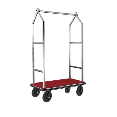 Chariot à bagages 112 x 65 x 190 cm inox brossé moquette rouge VOYAGER professionnel - Was Germany  au meilleur prix sur Restock
