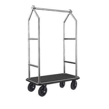 Chariot à bagages 112 x 65 x 190 cm inox brossé moquette noire VOYAGER professionnel - Was Germany  au meilleur prix sur Restock