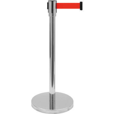 Poteau barrière - Inox - Ø360x915mm - Courroie 3m rouge - AF 306 SR - Saro  au meilleur prix sur Restock CHR