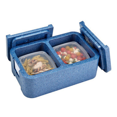 Boîte de livraison repas - 2 compartiments - 43.7 x 27.6 x 17.5 cm / 22.6 x 18.3 x 10.9 cm - Cambro  au meilleur prix sur Restoc