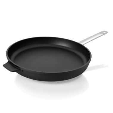 Aluminium, Acier inoxydable Poêle antiadhésive 36 cm H 5,5 cm fond plat aluminium poignée inox professionnel - Was Germany  au m