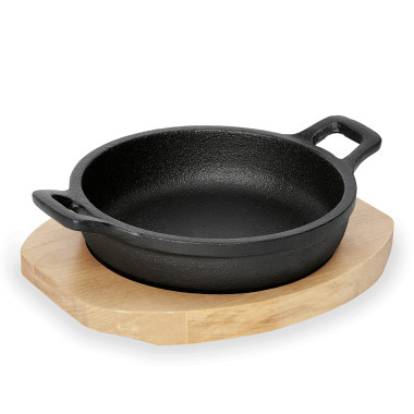 Poêle de service fonte et support bois 10 cm H 3 cm IRON DINING professionnel - Was Germany  au meilleur prix sur Restock CHR