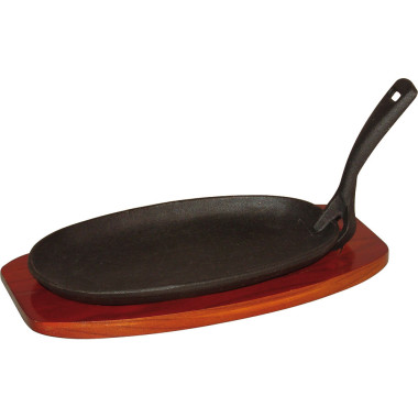 Plat de service en fonte avec base en bois 240x140x20 mm - Stalgast  au meilleur prix sur Restock CHR