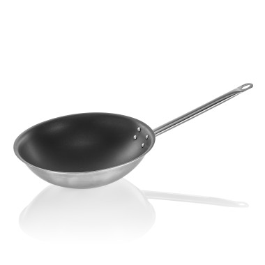 Wok fond rond antiadhésif 38 cm H 11 cm inox 18/10 COOKWARE 21 professionnel - Was Germany  au meilleur prix sur Restock CHR