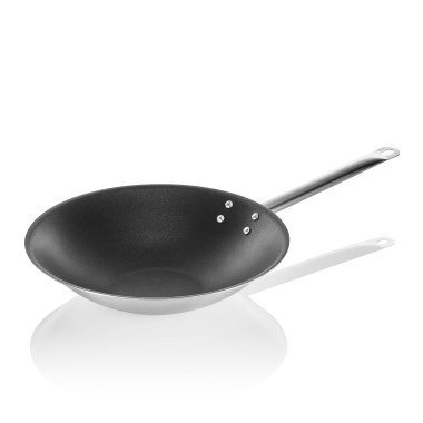 Wok fond aplati antiadhésif 38 cm H 9 cm inox 18/10 COOKWARE 21 professionnel - Was Germany  au meilleur prix sur Restock CHR