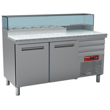Table réfrigérée pizza 2 portes 3 tiroirs 6 x GN 1/4 - Diamond  au meilleur prix sur Restock CHR