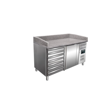 Table pizza - 1 porte - 7 tiroirs - Granit - Saro  au meilleur prix sur Restock CHR