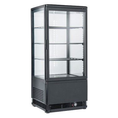 Vitrine réfrigérée - 78 L - 4 étages - Cadre noir - LED - Thermostat numérique - 3 étagères réglables - Cool Head  au meilleur p