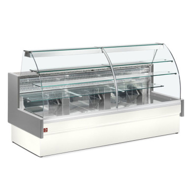Comptoir vitrine réfrigérée vitre courbe gris / blanc - Diamond  au meilleur prix sur Restock CHR