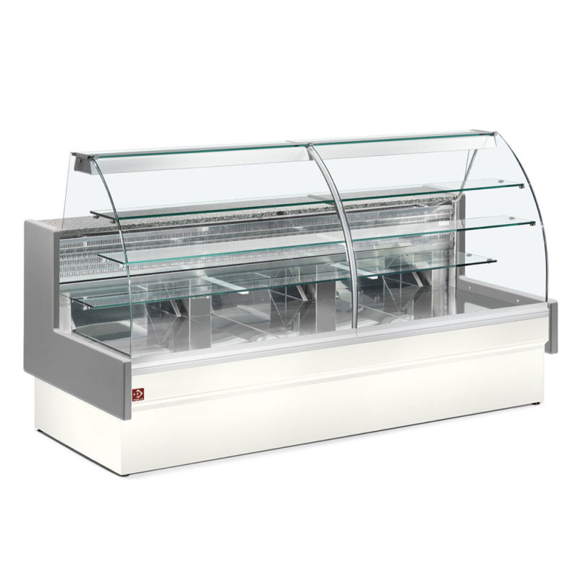 Comptoir vitrine réfrigérée vitre courbe gris / blanc - Diamond  au meilleur prix sur Restock CHR