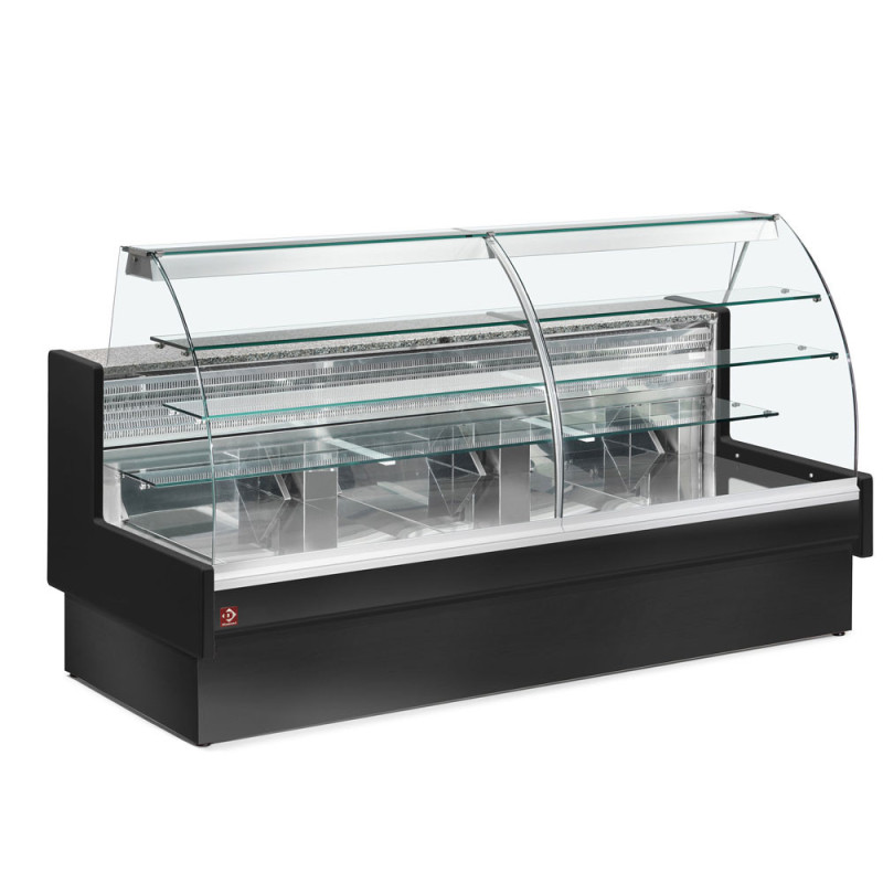 Comptoir vitrine réfrigéré vitre courbe noir - Diamond  au meilleur prix sur Restock CHR