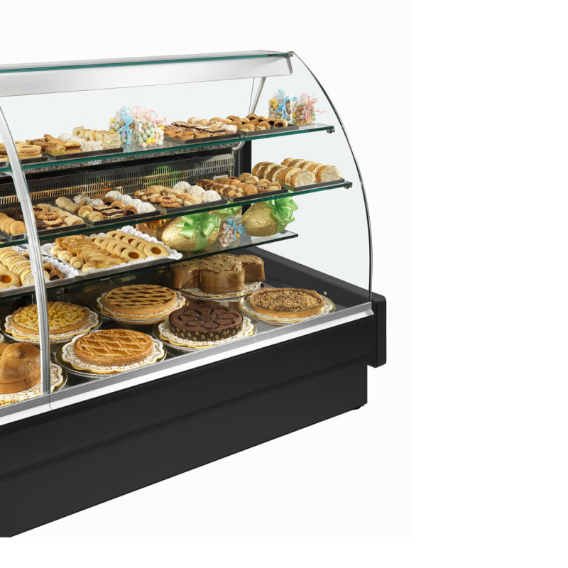 Comptoir vitrine réfrigéré vitre courbe noir - Diamond  au meilleur prix sur Restock CHR