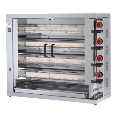 Rôtissoire poulets gaz - 4 broches - 20 à 24 poulets - Feca