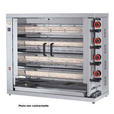 Rôtissoire poulets vitrocéramique 4 broches - 20 à 24 poulets - Feca