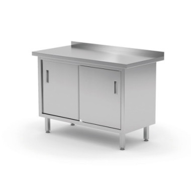 Table murale avec placard - portes coulissantes - soudee - Profi Line - 1400x600xH850 mm (HENDI)  au meilleur prix sur Restock C
