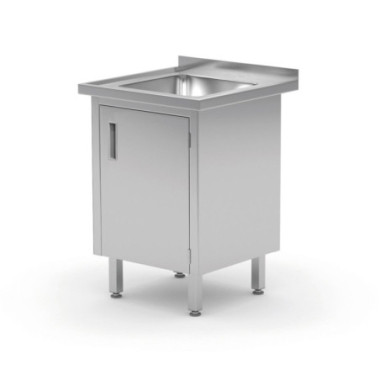 Table d'evier - avec placard - soudee - Profi Line - 600x600xH850 mm (HENDI)  au meilleur prix sur Restock CHR