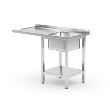 Table avec evier - espace pour lave-vaisselle et etagere - Droit - 1200x700xH850 mm (HENDI)  au meilleur prix sur Restock CHR