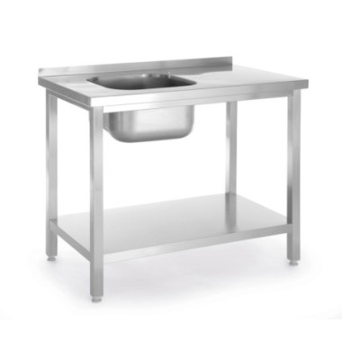 Table d'evier avec etagere - vissee - Kitchen Line - vasque sur le cote gauche - 800x600xH850 mm (HENDI)  au meilleur prix sur R