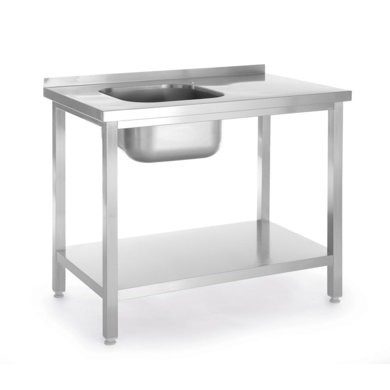 Table d'evier avec etagere - vissee - Kitchen Line - vasque sur le cote gauche - 800x600xH850 mm (HENDI)  au meilleur prix sur R