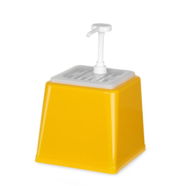 Distributeur de sauces avec pompe - 2 - 5 L - Jaune - 230x210xH327 mm (HENDI)  au meilleur prix sur Restock CHR
