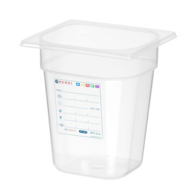 Bac Gastronorme 1/6 - GN 1/6 - 1 L - Transparent - 176x162xH65 mm (HENDI)  au meilleur prix sur Restock CHR