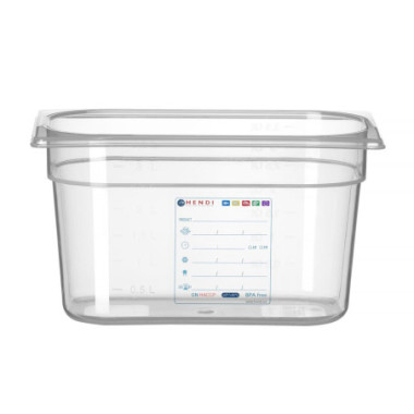 Bac Gastronorme 1/4 - GN 1/4 - 4 L - Transparent - 265x162xH150 mm (HENDI)  au meilleur prix sur Restock CHR