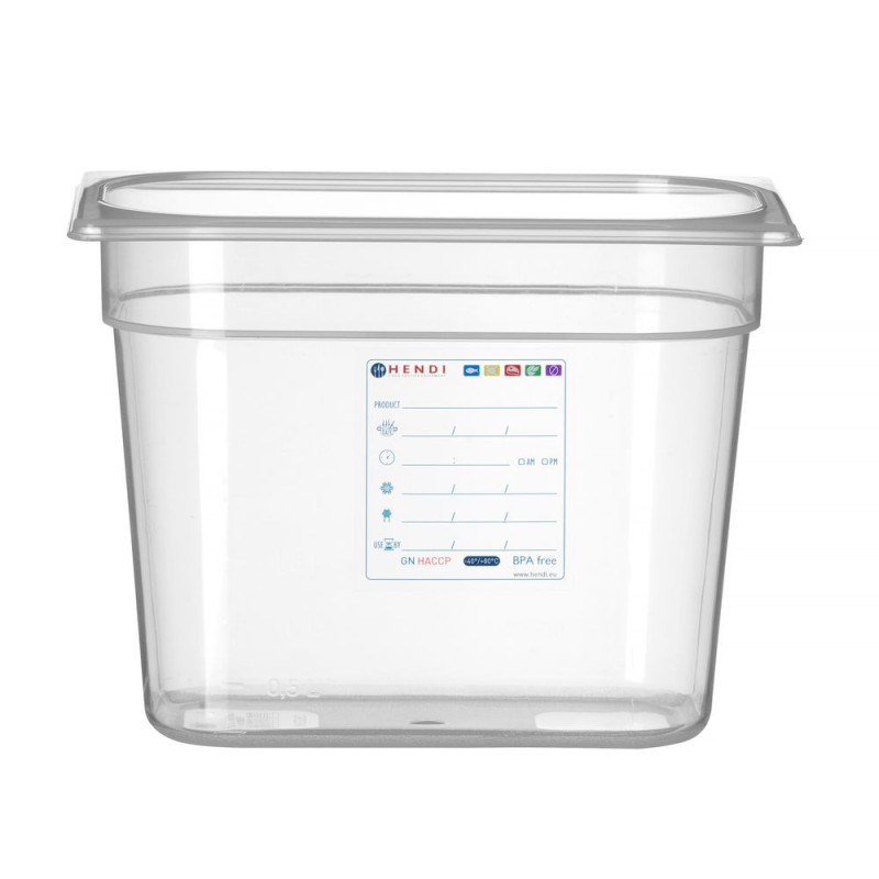 Bac Gastronorme 1/4 - GN 1/4 - 2 - 8 L - Transparent - 265x162xH100 mm (HENDI)  au meilleur prix sur Restock CHR