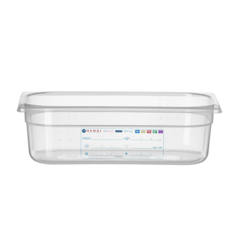 Bac Gastronorme 1/3 - GN 1/3 - 4 L - Transparent - 325x176xH100 mm (HENDI)  au meilleur prix sur Restock CHR