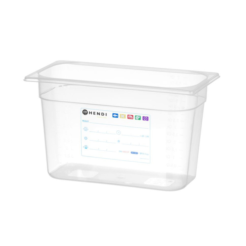 Bac Gastronorme 1/3 - GN 1/3 - 4 L - Transparent - 325x176xH100 mm (HENDI)  au meilleur prix sur Restock CHR
