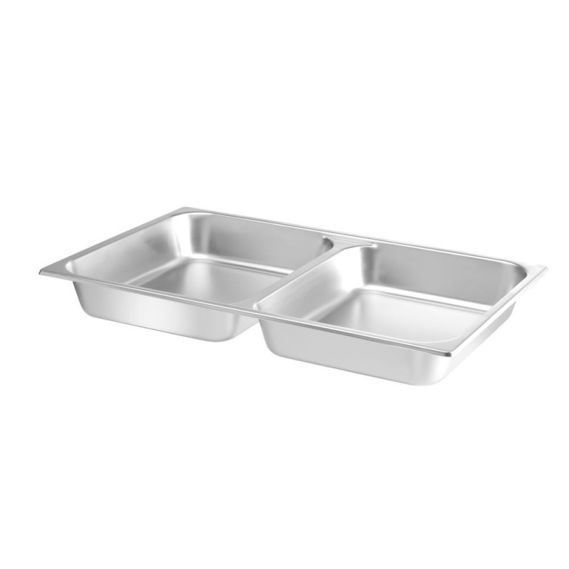Bac GN 1/1 pour chafing dish avec 2 compartiments - 7 - 5 L - 530x325xH65 mm (HENDI)  au meilleur prix sur Restock CHR