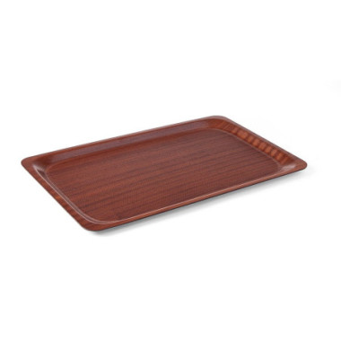 Plateau de service - rectangulaire - antiderapant - stratifie - AmerBox - Acajou - 330x430 mm  au meilleur prix sur Restock CHR