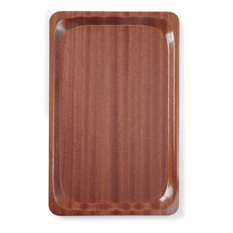 Plateau de service - rectangulaire - antiderapant - stratifie - AmerBox - Acajou - 460x360 mm  au meilleur prix sur Restock CHR