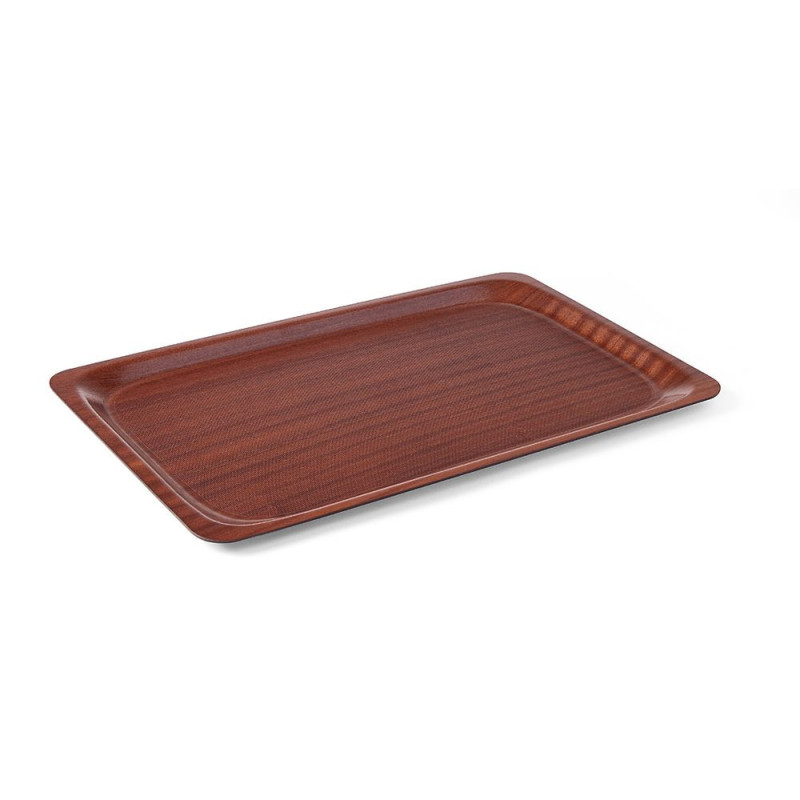 Plateau de service - rectangulaire - antiderapant - stratifie - AmerBox - Acajou - 460x360 mm  au meilleur prix sur Restock CHR