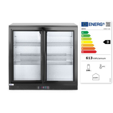 Arriere de bar avec portes coulissantes doubles - 158 L - Noir - 220-240V/160W - 900x520xH865 mm (Arktic)  au meilleur prix sur 